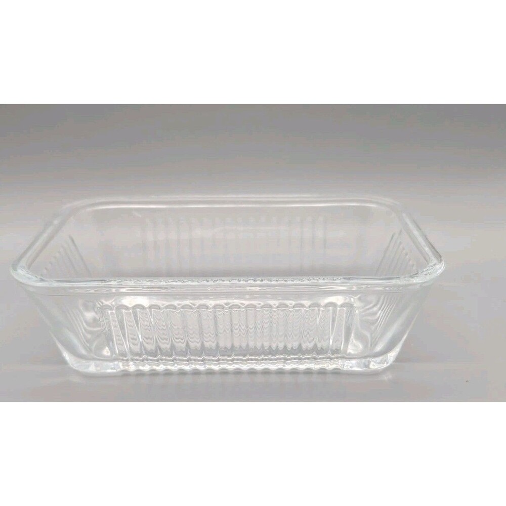 VINTAGE RIBBED FEDERAL GLASS RECTANGULAR REFRIGERATOR DISH NO LID